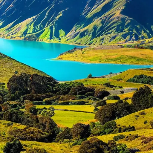 Image similar to new zealand landscape, scenic, beautiful, sunny,