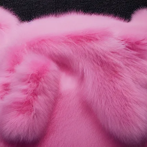 Image similar to nike logo made of very fluffy pink faux fur placed on reflective surface, professional advertising, overhead lighting, heavy detail, realistic by nate vanhook, mark miner