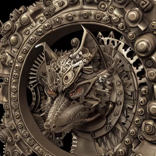 Prompt: A steampunk ornate wolf made of engraved full plate armor and gears, Macro shot by Justin Gerard, unreal engine, physically based rendering