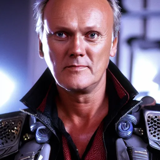 Image similar to Anthony Head as Cyberpunk Uther