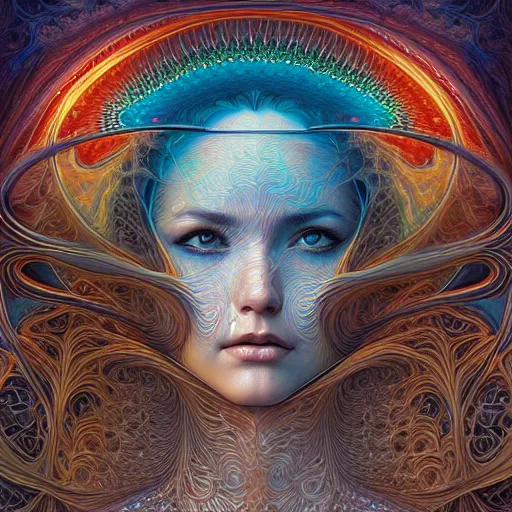 Prompt: hyper detailed masterpiece, psychedelic fractal pattern, jean giraud, digital art painting, dream wave aesthetic, ethereal, artgerm, donato giancola, tom bagshaw