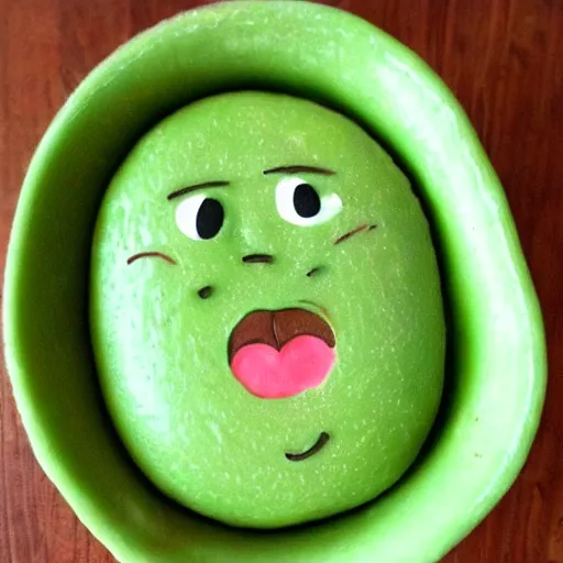 Image similar to avocado with cute smile face kawai art