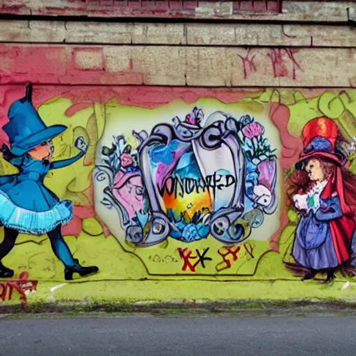 Prompt: : alice and wonderland graffiti