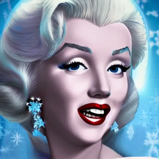 Image similar to marilyn monroe as elsa in live action disney frozen, 8k resolution, full HD, cinematic lighting, award winning, anatomically correct