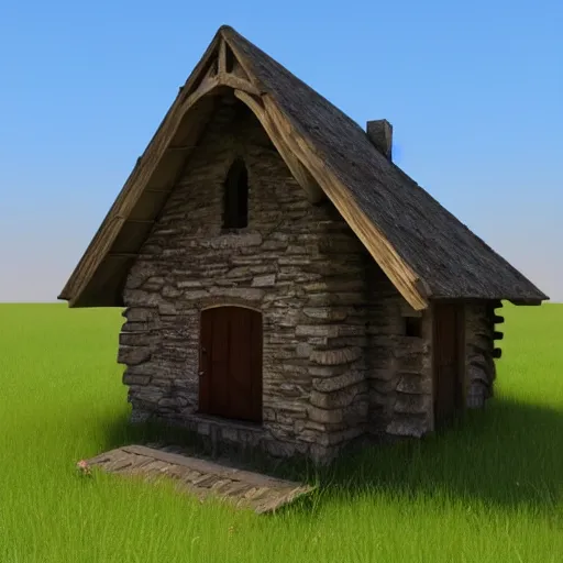 Image similar to an abandoned medieval cabin 3d model, ultrafine detailed, trending on artstation