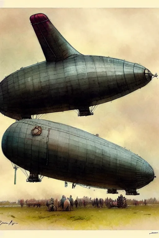 Image similar to (((((1950s airship blimp dirigible . muted colors.))))) by Jean-Baptiste Monge !!!!!!!!!!!!!!!!!!!!!!!!!!!