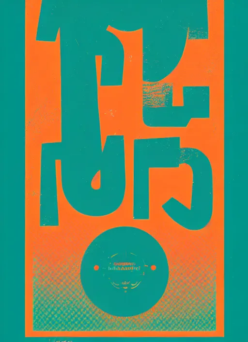Prompt: poster design with duochrome vintage typographic Japanese katakana, teal and orange colour palette, layout design, illustrator vector graphics