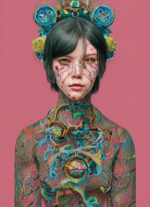 Image similar to one model : : by martine johanna and simon stalenhag and chie yoshii and casey weldon and wlop : : ornate, dynamic, particulate, rich colors, intricate, elegant, highly detailed, centered, artstation, smooth, sharp focus, octane render, 3 d