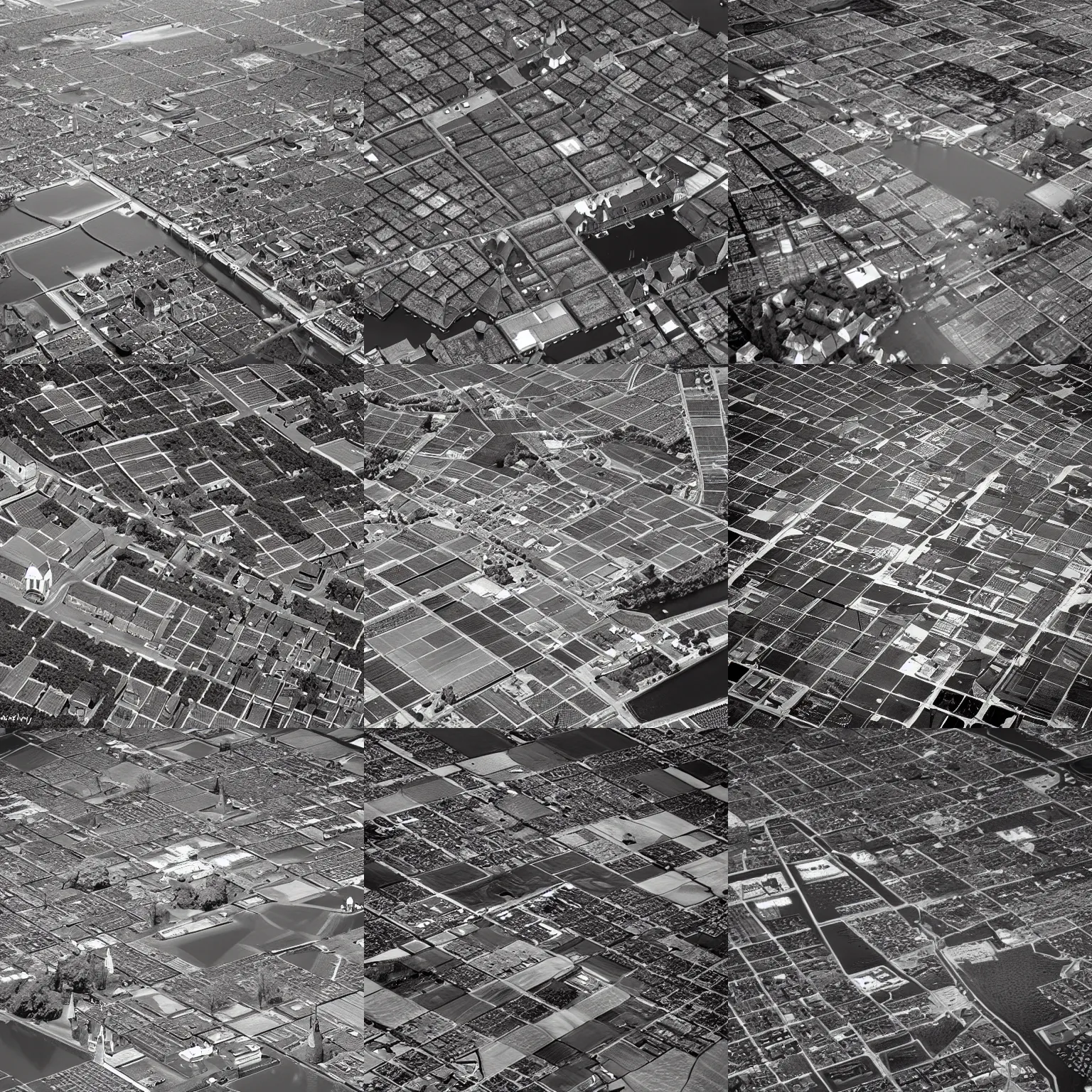 Prompt: delft, infrared aerial photograph