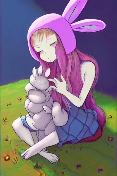 anime little girl with bunny ears