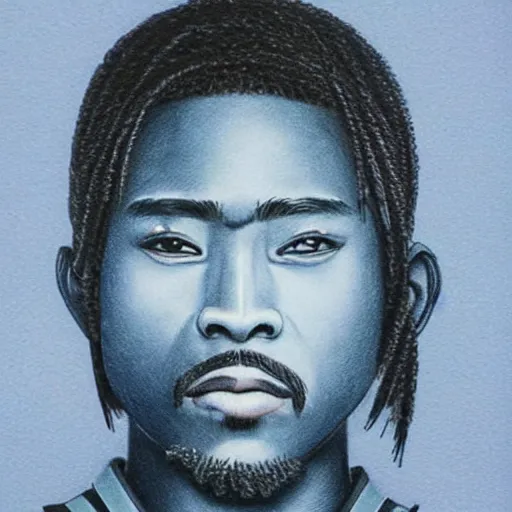 Image similar to oscar ukonu, beautiful samurai made with blue african ball point pen