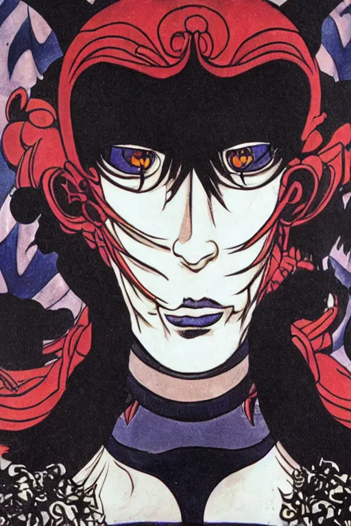 Image similar to character portrait of the god of poison, kazuma kaneko