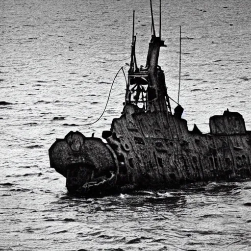 Image similar to an old ship on the bottom of the ocean that sunk a long time ago. mysterious, intimidating, haunted