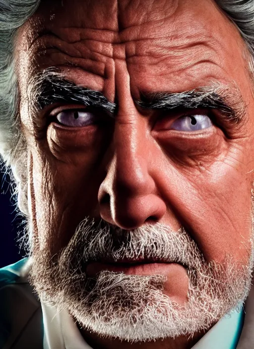 Image similar to rick sanchez closeup photograph dslr photorealistic, studio lighting, ektachrome, detailed, intricate, face detail