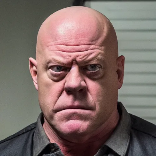 Image similar to angry!!!!!!!!!! hank schrader looking at the camera, still from breaking bad, close - up, 4 k, 8 k, hd quality, high quality, hyperdetailed