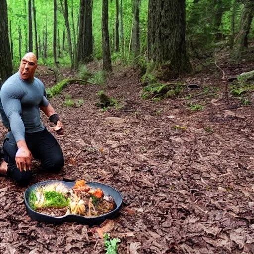 Image similar to the rock eating meat off the forest floor