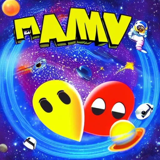 Prompt: pacman in space