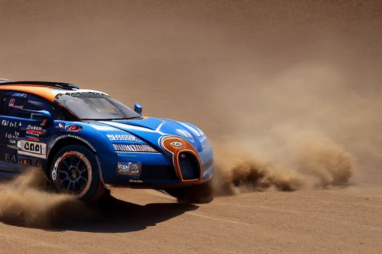 Prompt: bugatti, dakar rally footage, speed, bladerunner