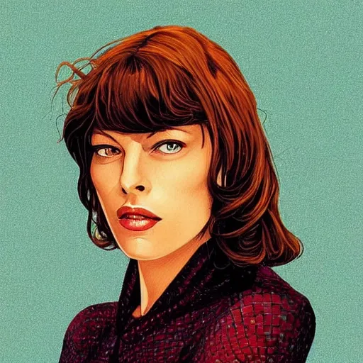 Prompt: “ milla jovovich retro minimalist portrait by jean giraud, moebius starwatcher comic, 8 k ”