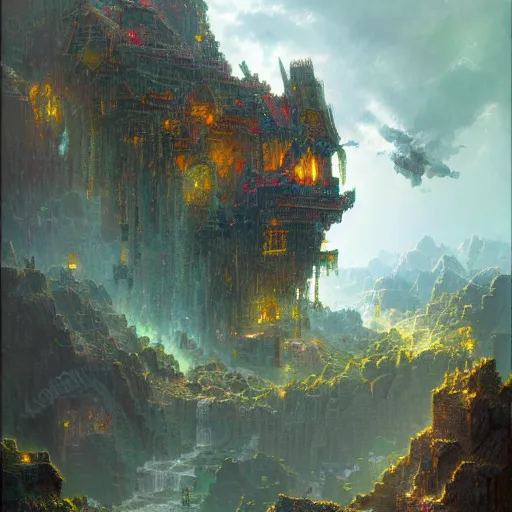 Prompt: artstation concept of minecraft, bright colorful, hyperdetailed, artstation trending, world renowned artists, worth1000.com, historic artworks society, antique renewel, cgsociety, by greg rutkowski, by Gustave Dore, Deviantart