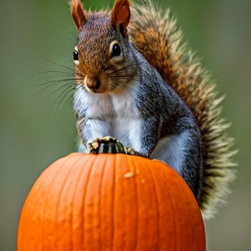 Image similar to squirrel with pumpkin head