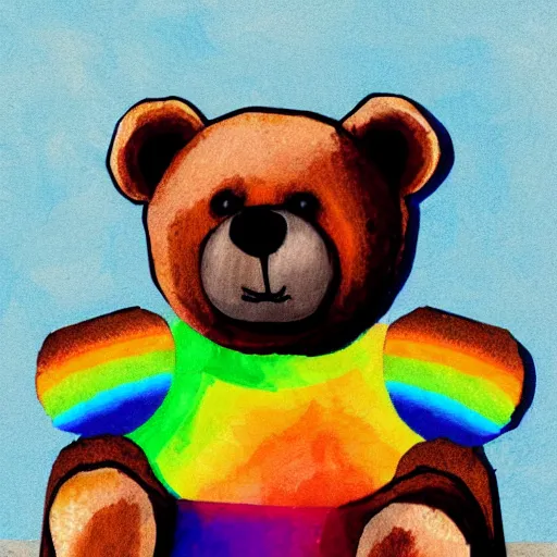 Prompt: teddy bear vomiting rainbow, photorealistic