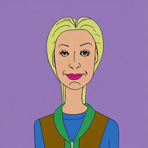 Image similar to bojack horseman style portrait of phoebe buffay