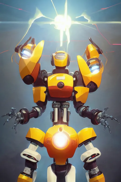 Image similar to metabots medabots medarotto medarot robot minimalist comics, behance hd by jesper ejsing, by rhads, makoto shinkai and lois van baarle, ilya kuvshinov, rossdraws global illumination ray tracing hdr radiating a glowing aura