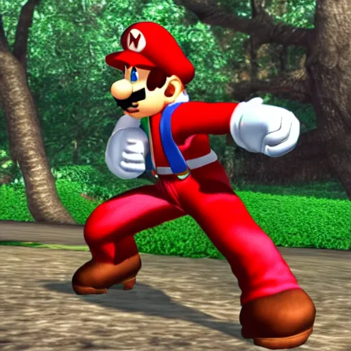 Prompt: screenshot of mario in tekken 3