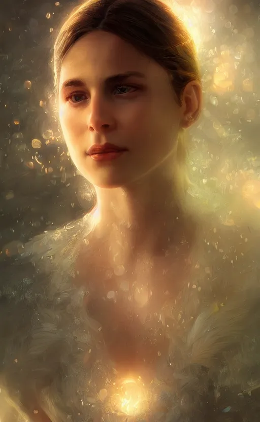 Image similar to first breath of life, sharp focus, intricate, elegant, digital painting, artstation, matte, highly detailed, concept art, illustration, volumetric lighting, bokeh light, art by greg olsen and liz lemon swindle