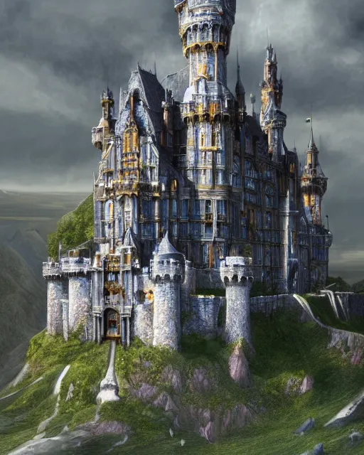 beautiful concept art of a high fantasy castle by alan, castle art 