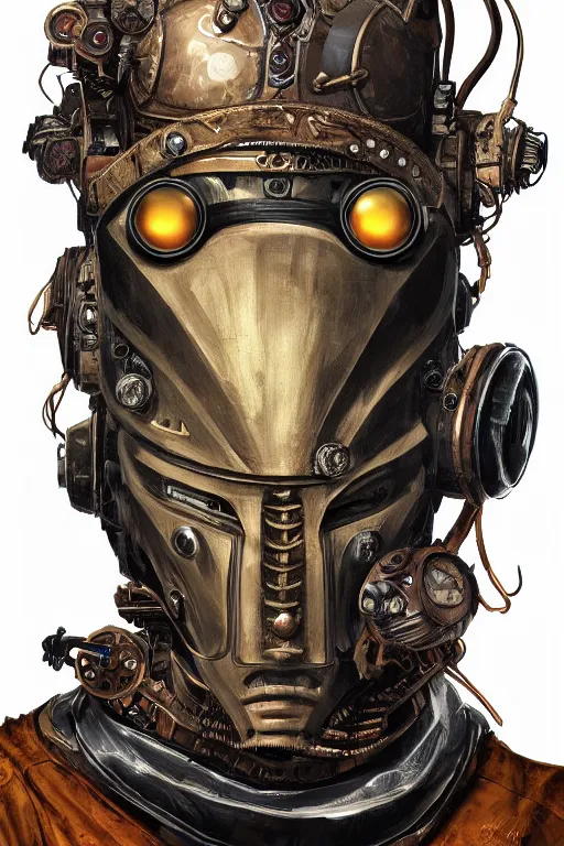 Image similar to steampunk helmet fantasy art mask robot ninja stylized digital illustration sharp focus, elegant intricate digital painting artstation concept art global illumination ray tracing advanced technology chaykin howard and campionpascale and cooke darwyn and davis jack