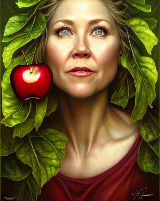 Image similar to detailed portrait of christina applegate apple!! gate! by tomasz alen kopera and peter mohrbacher and johanna martine! and margaret keane! coherent luminescent