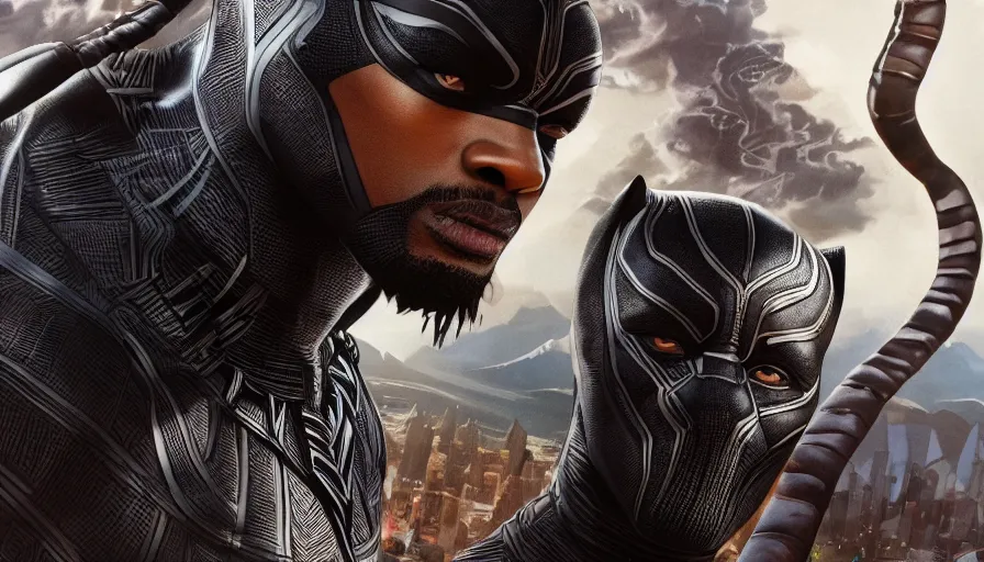 Prompt: will smith is black panther, hyperdetailed, artstation, cgsociety, 8 k