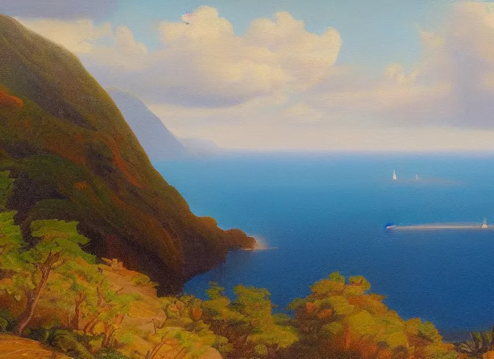 Image similar to catalina national park in the style of hudson river school of art, oil on canvas