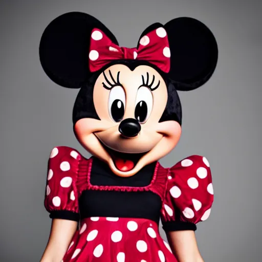 Prompt: Minnie Mouse as a human! young woman