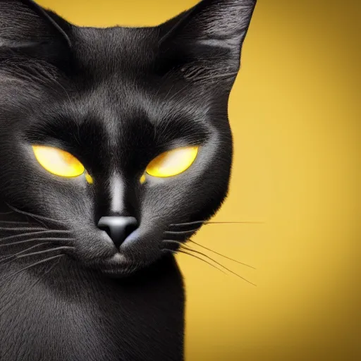 Prompt: a black cat with yellow eyes made out of legos, octane render, studio lighting