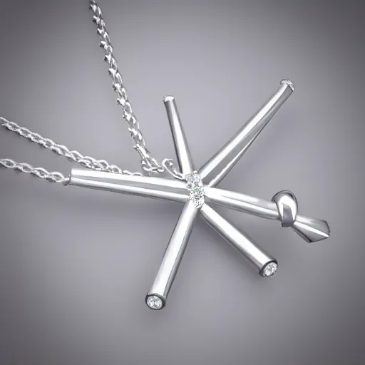 Image similar to a silver sagittarius constellation necklace pendant, 3 d rendering, pandora, tiffany, swarovski, van cleef & arpels, cartier, boucheron, bulgari, chaumet, elegant, noble, stylish