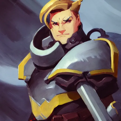 Image similar to greg manchess portrait painting of alphonse elric as overwatch character, medium shot, asymmetrical, profile picture, organic painting, sunny day, matte painting, bold shapes, hard edges, street art, trending on artstation, by huang guangjian and gil elvgren and sachin teng