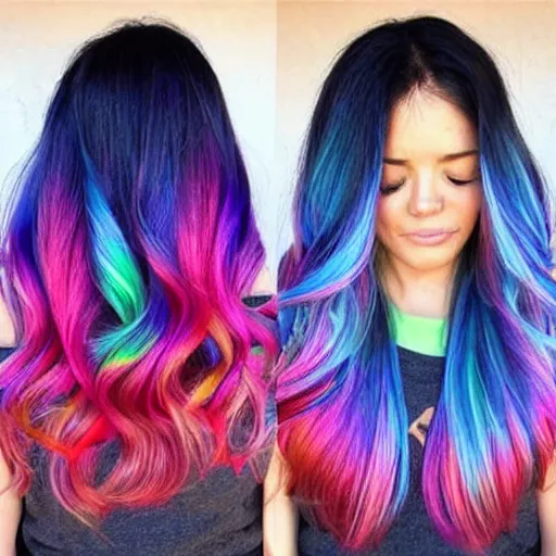 Prompt: rainbow hair