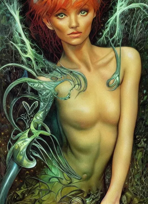 Image similar to portrait sylph princess, black iron crown, diamond shimmering dress, strong line, deep color, forest, beautiful! coherent! by boris vallejo, by brian froud