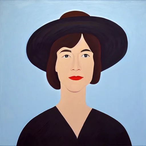 Image similar to woman with hat, by Alex Katz, colorful, oil on canvas