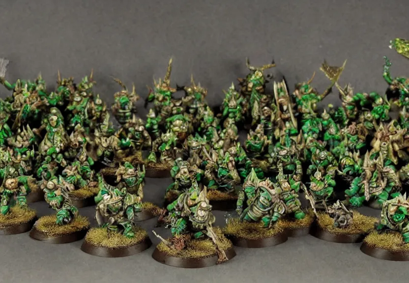 Image similar to thousands of nurglings rush down the hill to the arms of papa nurgle, warhammer, WLOP