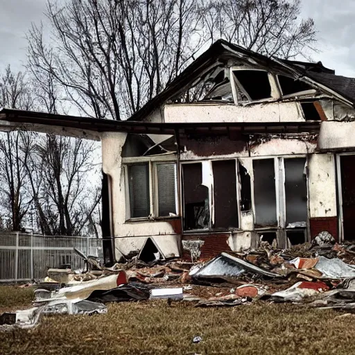 Prompt: a major meth lab disaster in a abandoned house