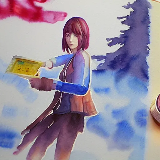 Prompt: the video game life is strange, watercolour