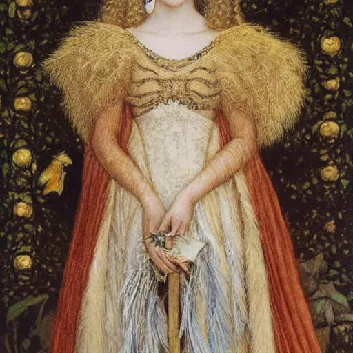 Image similar to emma roberts as a queen of feathers by rosetti and alan lee