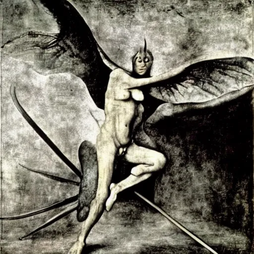 Prompt: iconic photo of the devil by hieronymus bosch, joel peter witkin, annie liebovitz, michelangelo.