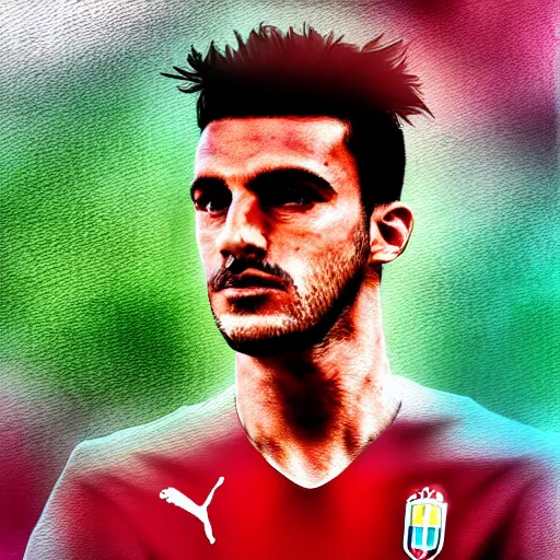 Prompt: italian football player, digital art, strong vision,