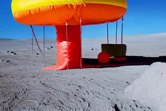 Prompt: a bouncy house on the moon
