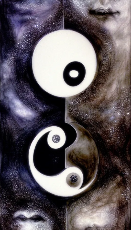 Prompt: Abstract representation of ying Yang concept, by Luis Royo,